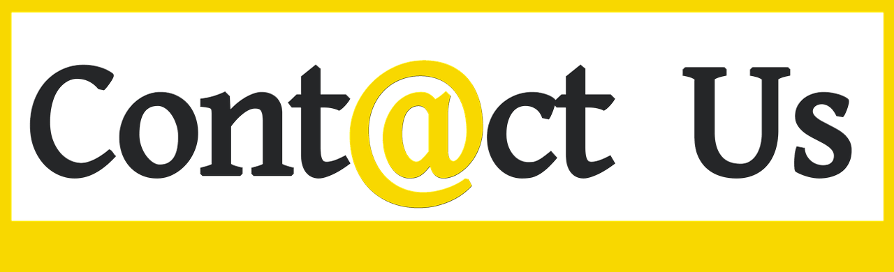 Contact us header in black and yellow.